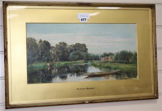 C.S. Lewis, oil on paper, Hurley Bridge, signed, 24 x 47cm.